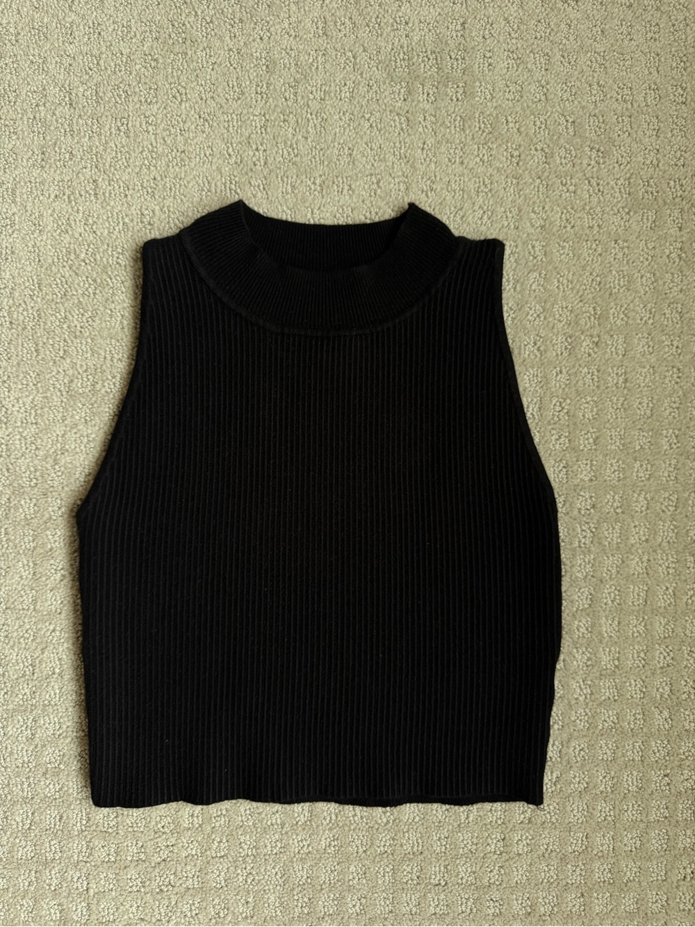 House of Harlow 1960 Black Ribbed Mock Neck Tank